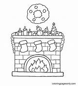 Christmas Coloring Pages Fireplace sketch template