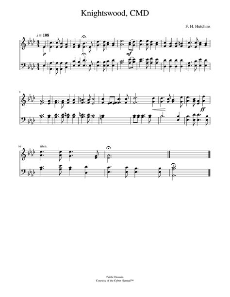 I heard the voice of jesus say - F. H. Hutchins Sheet music for Piano ...