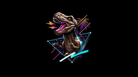 Retro Wave T-Rex 4K Ultra HD Wallpaper