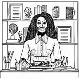 Black Woman Working In An Office Coloring Page · Creative Fabrica sketch template