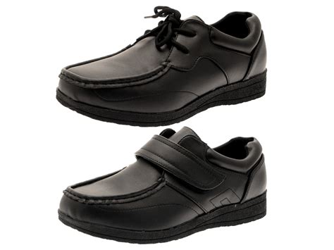 Kids Boys School Shoes Mens Work Black Faux Leather Shoes Casual Formal Size | eBay