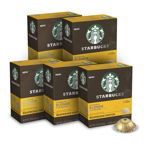 Starbucks Coffee Capsules for Nespresso Vertuo Machines — Blonde Espresso Roast — 5 boxes (50 ...