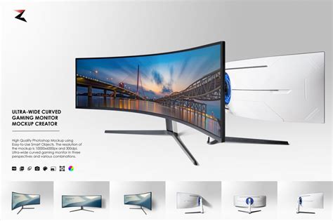 Ultrawide Curved Monitor Mockup 10K - Design Cuts