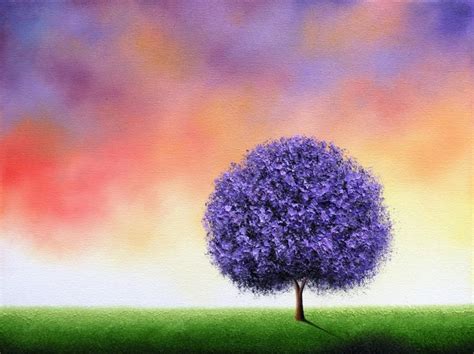 ORIGINAL Purple Blossom Tree Painting, Textured Oil Painting, Lavender Tree Art, Multicolored ...