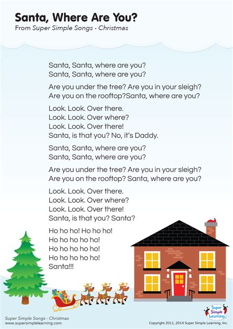 Santa, Where Are You? Lyrics Poster - Super Simple