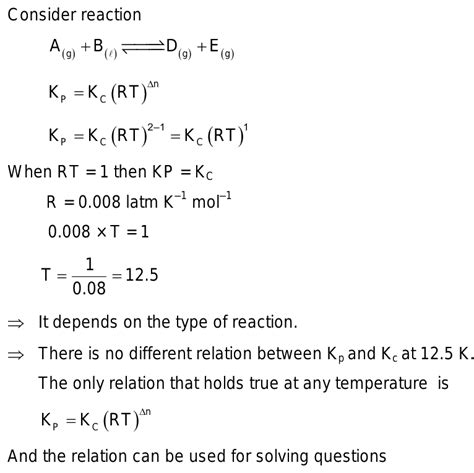 Kp and kc relationship below temperature 12.5k