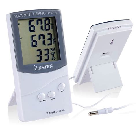 Insten Indoor & Outdoor Digital Thermometer Humidity Monitor Room Hygrometer Meter with Large ...