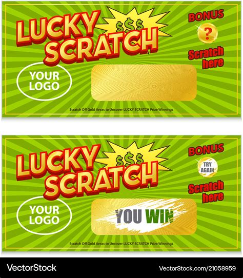 Scratch lottery game win card Royalty Free Vector Image