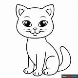 Easy Step By Cat Drawing For Kids Coloring Page  Guides sketch template