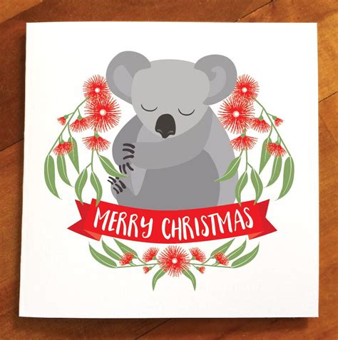 SALE Koala Australian animals Christmas card LARGE Merry