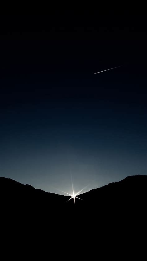 Sunset Landscape, mountains, star, lightning, black and blue, moon, sun ...