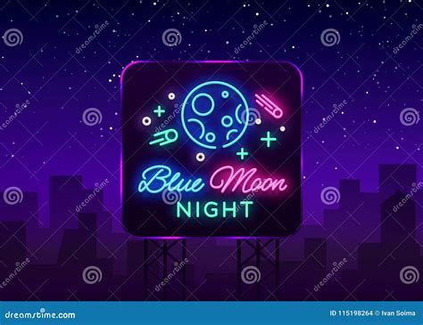 Blue Moon Night Club Logo in Neon Style. Neon Sign, Light Banner, Night Bright Night Club ...