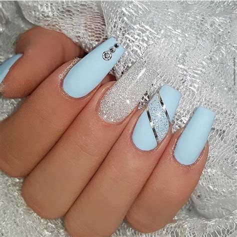 100+ Spring Nail Art Designs for Women 2020 | Blue glitter nails, Blue acrylic nails, Blue gel nails