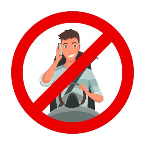 Premium Vector | Phone while driving safety driving rules do not use ...