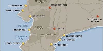 Cape Town beaches map - Map of Cape Town beaches (Western Cape - South ...