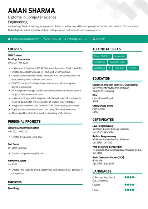 Sample Resume of a Computer Science Engineer with Template & Writing ...