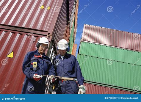 Shipping Containers And Dock Workers Royalty-Free Stock Photo | CartoonDealer.com #27360237