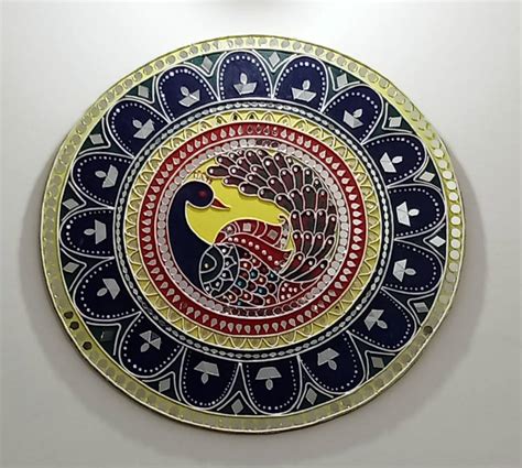 Handmade peacock Lippan art mirror work by Lippanart on DeviantArt