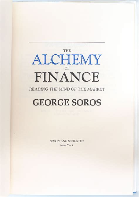 The Alchemy of Finance George Soros First Edition Signed