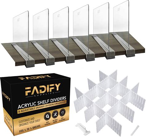 Wholesale FADIFY Premium Clear Acrylic Shelf Dividers | Closet Shelf Divider | 6pcs Shelf ...