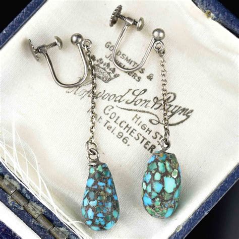 Antique Edwardian Turquoise Dangle Earrings – Boylerpf