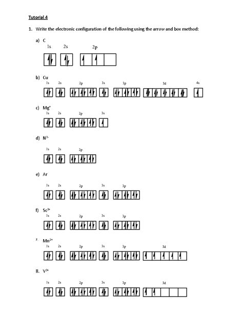 Electron Configuration Worksheet Answers Key