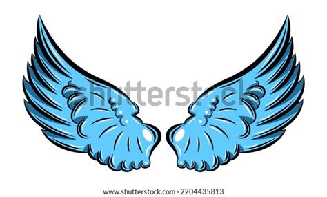 Illustrated Drawing Blue Angel Wings Stock Illustration 2204435813 | Shutterstock