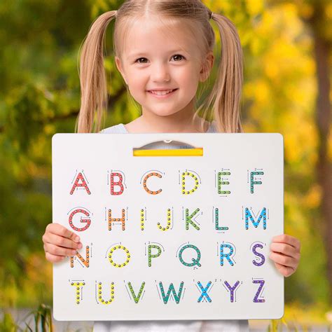 Hautton Magnetic Letters Board, 2 in 1 Alphabet ABC Uppercase Letter Tracing Board and Number ...