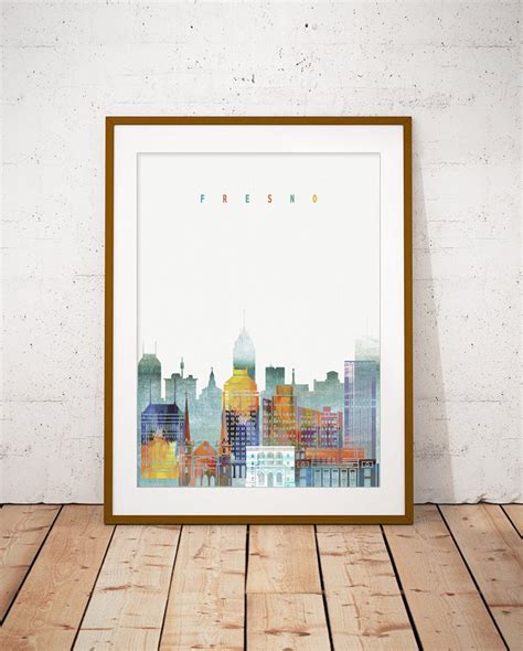 Fresno Skyline Art Print Poster Modern Wall Art New Home - Etsy