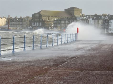 North West Images: Morecambe Promenade: Today's Storm: High Tide.