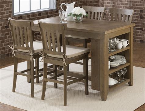 Jofran Slater Mill Pine Counter Height Storage Table with Stool Set | Value City Furniture | Pub ...