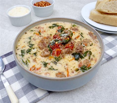 Tuscan Sausage Soup is creamy, hearty and flavorful.