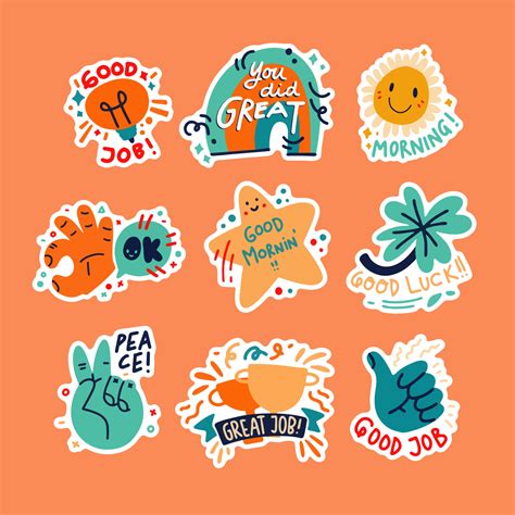 Chat Greetings Sticker Set Handdrawn Collections 15776628 Vector Art at ...