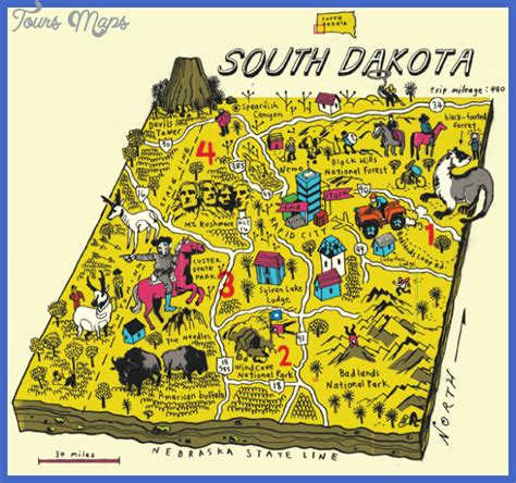 South Dakota Map Tourist Attractions - ToursMaps.com