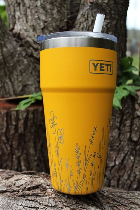 Personalized Engraved Yeti 26oz Tumbler Wildflower 360 - Etsy