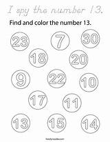 I Spy The number 13 Coloring Page  DNealian Twisty Noodle sketch template