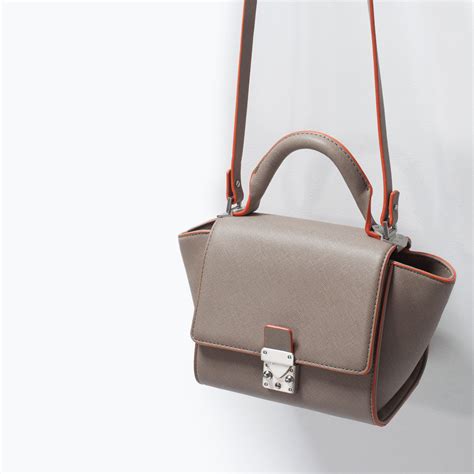 Zara Structured Mini Messenger Bag With Buckle in Brown (Taupe) | Lyst