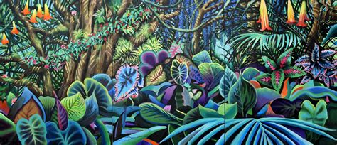 Buy Flowering Jungle (Large Triptych) by Geoff Greene. Original acrylic painting by Geoff Greene ...