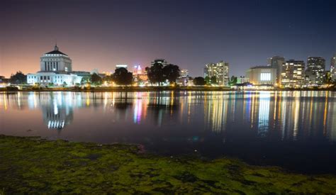 Oakland California Night Sky Downtown City Skyline Lake Merritt - Life ...