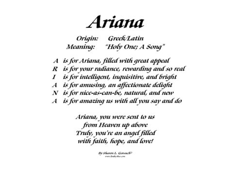 Meaning of Ariana - LindseyBoo