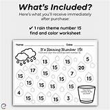 Number 15 Raindrop Coloring Page sketch template