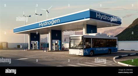 Fuel cell bus at the hydrogen filling station. Concept Stock Photo - Alamy