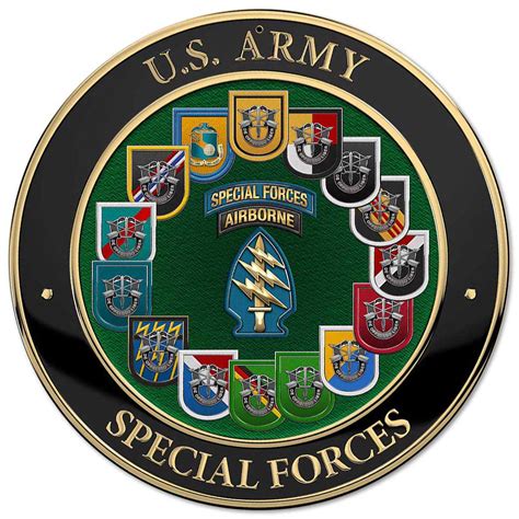 U.S. Special Forces SF Group all metal Sign with SSI and Flashes 14" Round | North Bay Listings