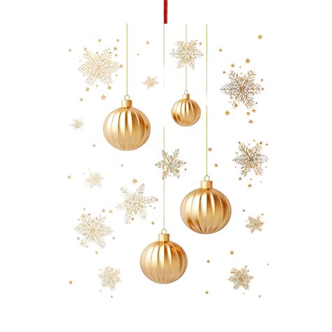 Merry Christmas Greeting Card With Christmas Tree Balls Golden Baubles Silhouette With Snowflake ...