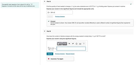 Solved The specific heat capacity of ice is about | Chegg.com