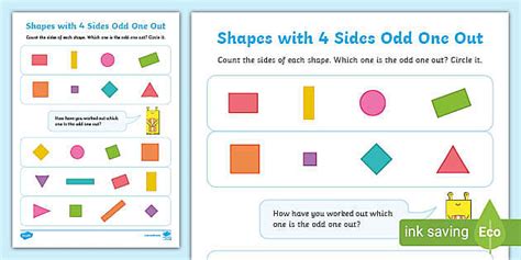 👉 Shapes with 4 Sides Odd One Out Activity - Twinkl