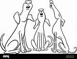 Cartoon barking or Howling Dogs Characters coloring Page Stock Vector  sketch template