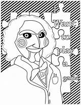 Jigsaw Billy The Puppet saw  Halloween Coloring Pages For Adults sketch template