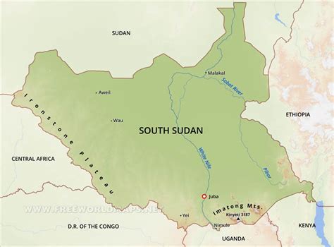 South Sudan Physical Map