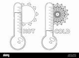 A Detailed Black And White coloring Page Featuring Hot Cold  sketch template